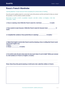 Free Clothes Worksheet | Year 4 Supported | BookFlik