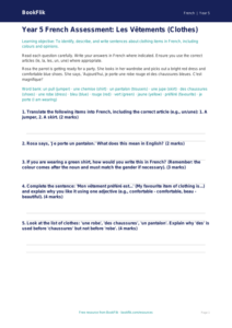 Free Clothes Assessment | Year 5 Core | BookFlik