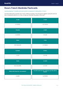 Free Clothes Flashcards | Year 5 Core | BookFlik