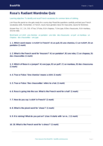 Free Clothes Quiz | Year 5 Core | BookFlik