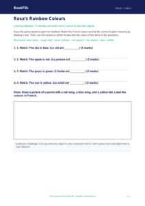 Free Colours Activity Sheet | Year 4 Supported | BookFlik