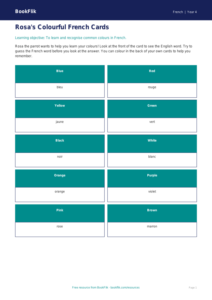 Free Colours Flashcards | Year 4 Supported | BookFlik