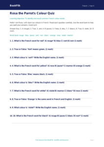 Free Colours Quiz | Year 4 Supported | BookFlik