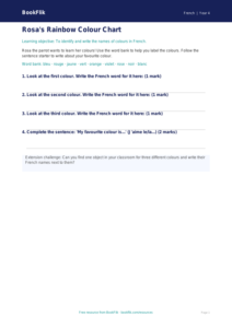 Free Colours Template | Year 4 Supported | BookFlik
