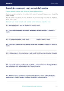 Free Days Of The Week Assessment | Year 4 Supported | BookFlik