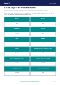 Free Days Of The Week Flashcards | Year 4 Supported | BookFlik