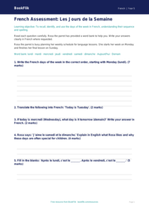 Free Days Of The Week Assessment | Year 5 Core | BookFlik
