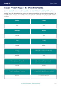 Free Days Of The Week Flashcards | Year 5 Core | BookFlik