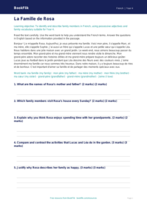 Free Family Comprehension | Year 4 Greater Depth | BookFlik