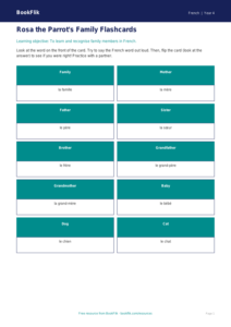 Free Family Flashcards | Year 4 Supported | BookFlik