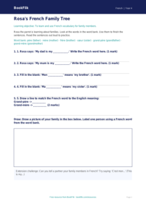Free Family Worksheet | Year 4 Supported | BookFlik