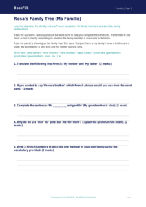 Free Family Worksheet | Year 5 Core | BookFlik