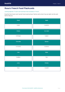 Free Food Flashcards | Year 4 Supported | BookFlik
