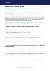 Free Food Comprehension | Year 5 Core | BookFlik