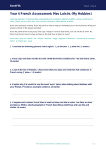 Free Hobbies Assessment | Year 4 Greater Depth | BookFlik