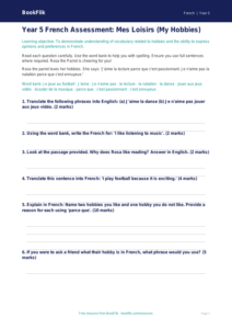 Free Hobbies Assessment | Year 5 Core | BookFlik