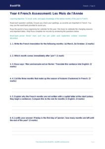 Free Months Of The Year Assessment | Year 4 Greater Depth | BookFlik