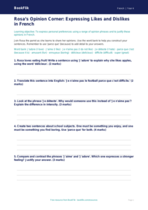 Free Opinion Phrases Worksheet | Year 4 Greater Depth | BookFlik