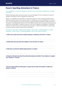 Free Sports Comprehension | Year 4 Greater Depth | BookFlik