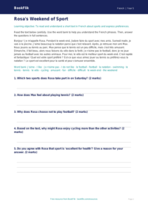 Free Sports Comprehension | Year 5 Core | BookFlik