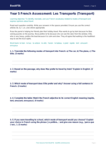 Free Transport Assessment | Year 5 Core | BookFlik