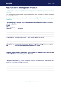 Free Transport Worksheet | Year 5 Core | BookFlik