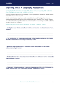Free Africa Assessment | Year 5 Core | BookFlik
