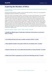 Free Africa Comprehension | Year 5 Core | BookFlik