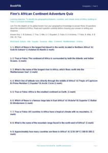 Free Africa Quiz | Year 5 Core | BookFlik