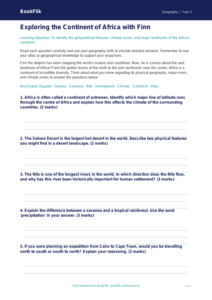 Free Africa Worksheet | Year 5 Geography | BookFlik