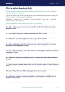 Free Asia Quiz | Year 5 Core | BookFlik