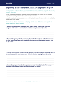 Free Asia Writing Frame | Year 5 Core | BookFlik
