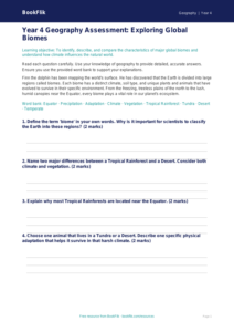 Free Biomes Assessment | Year 4 Greater Depth | BookFlik