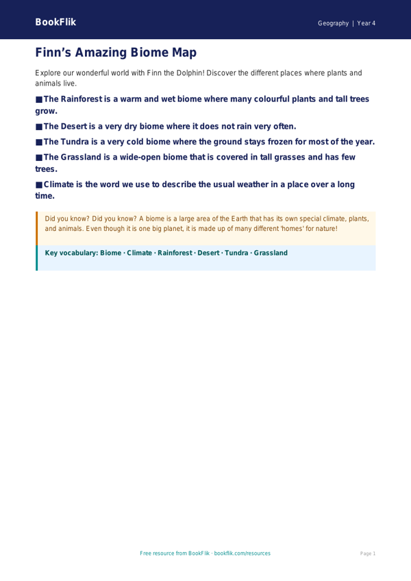 Free Biomes Poster | Year 4 Supported | BookFlik worksheet preview — Geography Biomes