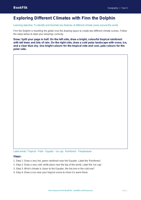 Free Climate Change Drawing Worksheet | Year 4 Science | BookFlik worksheet preview — Geography Climate