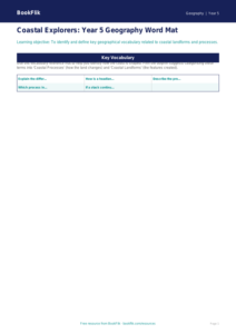 Free Coasts Word Mat | Year 5 Geography | BookFlik