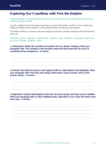 Free Coasts Writing Frame | Year 5 Geography | BookFlik