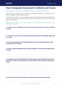 Free Continents And Oceans Assessment | Year 4 Supported | BookFlik