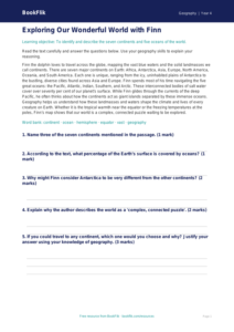 Free Continents And Oceans Comprehension | Year 4 Greater Depth | BookFlik