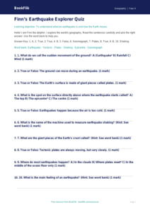 Free Earthquakes Quiz | Year 4 Supported | BookFlik