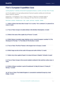 Free Europe Quiz | Year 4 Greater Depth | BookFlik