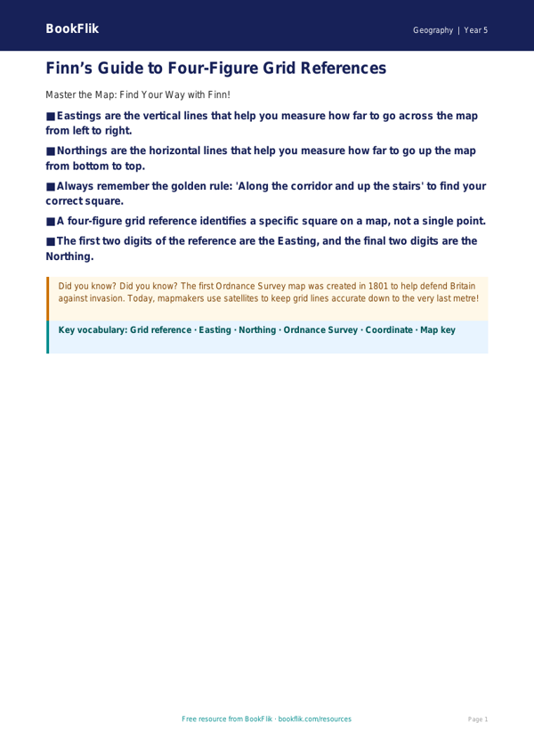 Free Grid References Poster | Year 5 Core | BookFlik worksheet preview — Geography Grid References