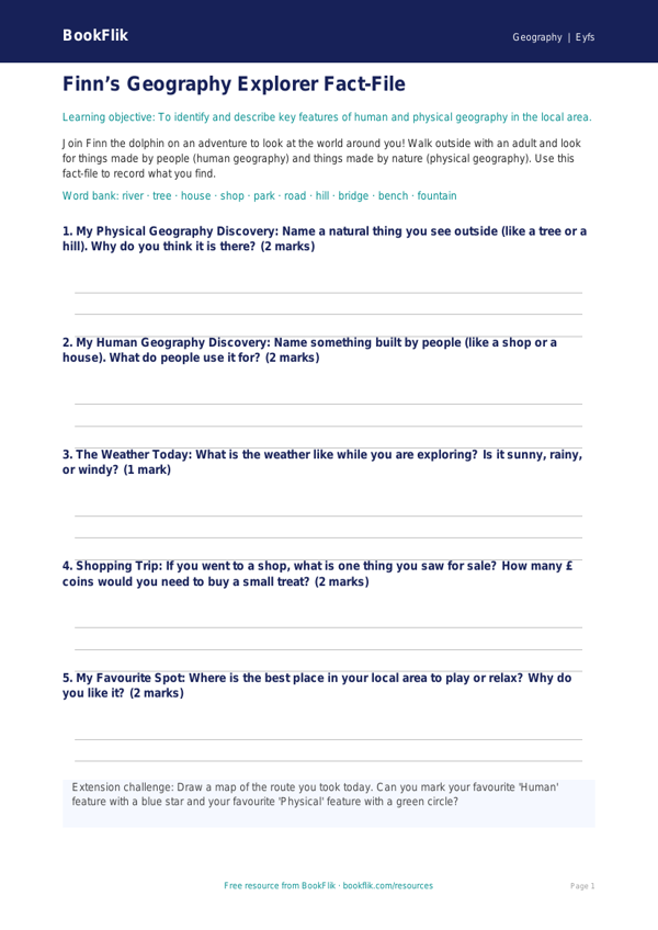 Free Human And Physical Geography Template | Eyfs Core | BookFlik worksheet preview — Geography Human And Physical Geography