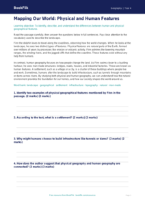 Free Human And Physical Geography Comprehension | Year 4 Greater Depth | BookFlik
