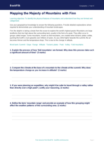 Free Mountains Worksheet | Year 4 Greater Depth | BookFlik