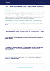 Free Mountains Assessment | Year 5 Core | BookFlik