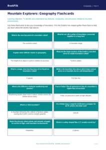 Free Mountains Flashcards | Year 5 Geography | BookFlik