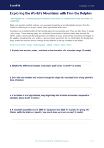 Free Mountains Worksheet | Year 5 Core | BookFlik