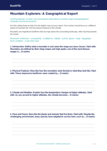 Free Mountains Writing Frame | Year 5 Core | BookFlik