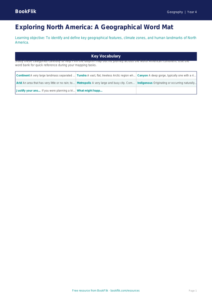 Free North America Word Mat | Year 4 Greater Depth | BookFlik